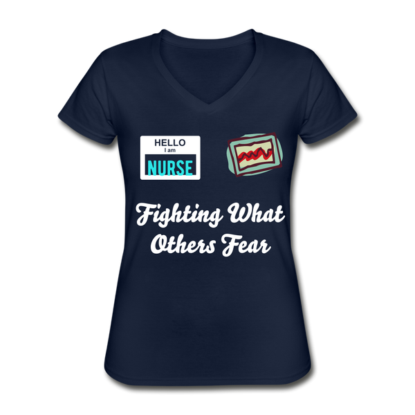Women's V-Neck T-Shirt nurse - navy